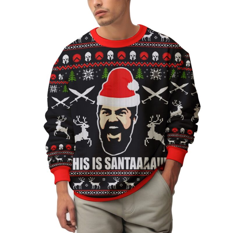 Hooktab 300 Sparta "This Is Santaaa" Ugly Christmas Sweater Hooktab 300 Sparta "This Is Santaaa" Ugly Christmas Sweater