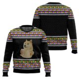 Hooktab 3d Choccy Milk Cheems Doge Meme Ugly Christmas Sweater