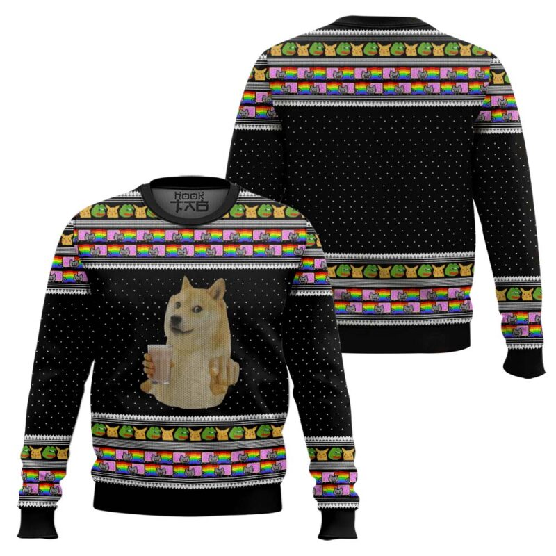 Hooktab 3d Choccy Milk Cheems Doge Meme Ugly Christmas Sweater Hooktab 3d Choccy Milk Cheems Doge Meme Ugly Christmas Sweater