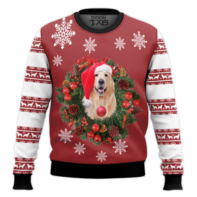 Hooktab 3d Golden Retriever Dog Ugly Christmas Sweater