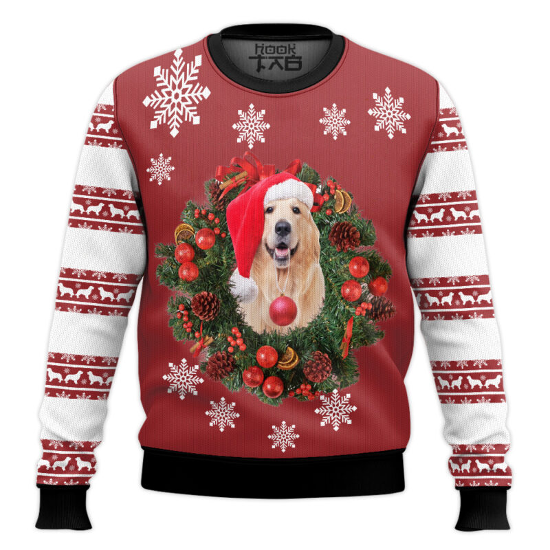 Hooktab 3d Golden Retriever Dog Ugly Christmas Sweater