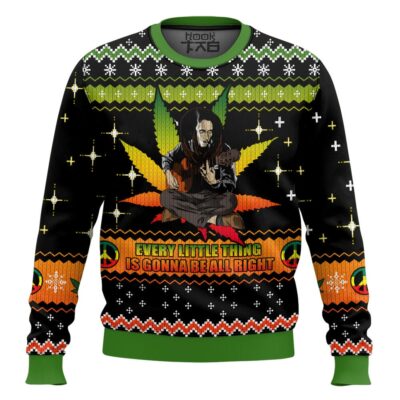 Hooktab 420 Bob Marley Every Liltle Thing Is Gonna Be Alright Ugly Christmas Sweater