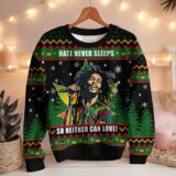 Hooktab 420 Bob Marley “Hate Never Sleeps So Neither Can Love” Ugly Christmas Sweater