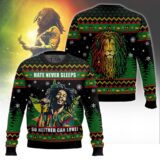 Hooktab 420 Bob Marley “Hate Never Sleeps So Neither Can Love” Ugly Christmas Sweater