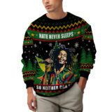 Hooktab 420 Bob Marley “Hate Never Sleeps So Neither Can Love” Ugly Christmas Sweater