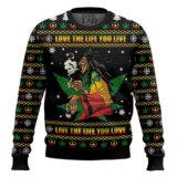 Hooktab 420 Bob Marley "Love The Life You Live, Live The Live You Love" Ugly Christmas Sweater