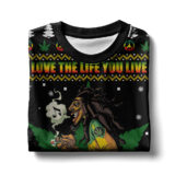 Hooktab 420 Bob Marley "Love The Life You Live, Live The Live You Love" Ugly Christmas Sweater