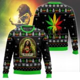 Hooktab 420 Bob Marley Marijuana Jesus Ugly Christmas Sweater