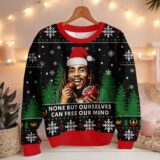 Hooktab 420 Bob Marley "None But Ourselves Can Free Our Mind" Ugly Christmas Sweater