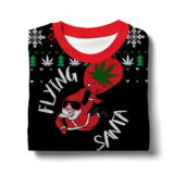 Hooktab 420 Flying Santa Ugly Christmas Sweater