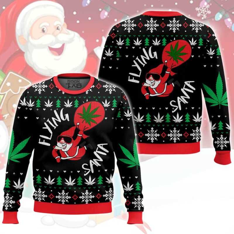 Hooktab 420 Flying Santa Ugly Christmas Sweater Hooktab 420 Flying Santa Ugly Christmas Sweater