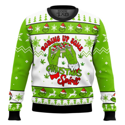 Hooktab 420 Grinch Rolling Up Ugly Christmas Sweater