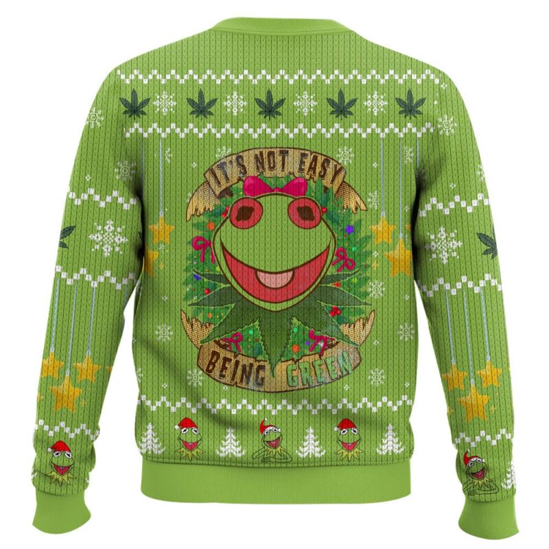 Hooktab 420 It's Not Easy Being Green Frog Ugly Christmas Sweater Hooktab 420 It's Not Easy Being Green Frog Ugly Christmas Sweater