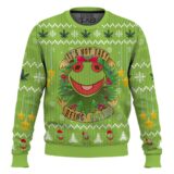 Hooktab 420 It's Not Easy Being Green Frog Ugly Christmas Sweater