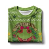 Hooktab 420 It's Not Easy Being Green Frog Ugly Christmas Sweater