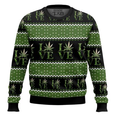 Hooktab 420 Love Marijuana Ugly Christmas Sweater