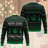 Hooktab 420 Merry Marijuana Ugly Christmas Sweater