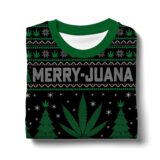 Hooktab 420 Merry Marijuana Ugly Christmas Sweater