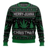 Hooktab 420 Merry Marijuana Ugly Christmas Sweater