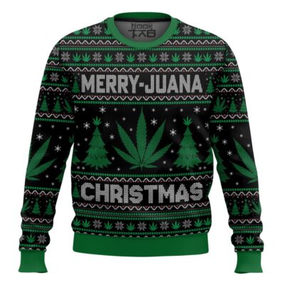 Hooktab 420 Merry Marijuana Ugly Christmas Sweater