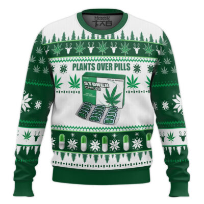 Hooktab 420 Plants Over Pills Ugly Christmas Sweater