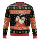 Hooktab 420 Santa “I’m Ready To Jingle All The Way To Cloud Nine” Ugly Christmas Sweater