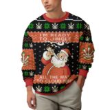 Hooktab 420 Santa “I’m Ready To Jingle All The Way To Cloud Nine” Ugly Christmas Sweater