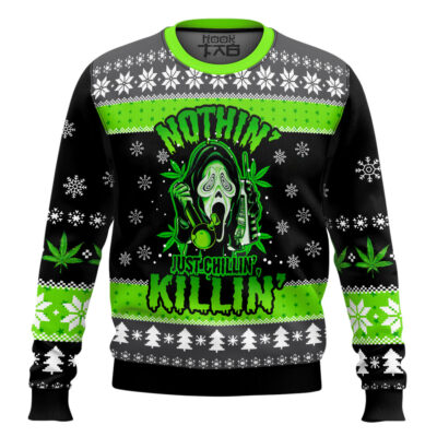 Hooktab 420 Scream Just Chilling Ugly Christmas Sweater