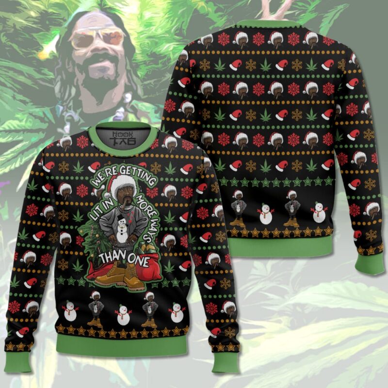 Hooktab 420 Snoop Dogg "This Holiday Season, We’re Getting Lit In More Ways Than One" Ugly Christmas Sweater Hooktab 420 Snoop Dogg "This Holiday Season, We’re Getting Lit In More Ways Than One" Ugly Christmas Sweater