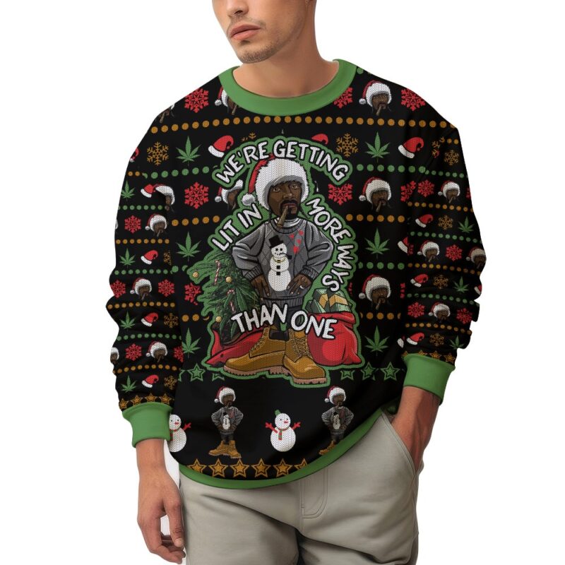 Hooktab 420 Snoop Dogg "This Holiday Season, We’re Getting Lit In More Ways Than One" Ugly Christmas Sweater Hooktab 420 Snoop Dogg "This Holiday Season, We’re Getting Lit In More Ways Than One" Ugly Christmas Sweater