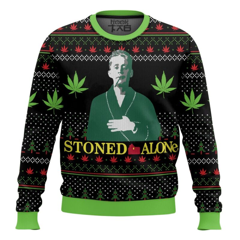 Hooktab 420 Stoned Alone Ugly Christmas Sweater
