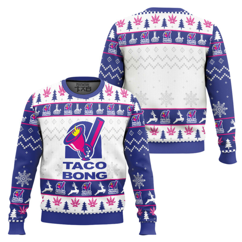 Hooktab 420 Taco Bong Ugly Christmas Sweater Hooktab 420 Taco Bong Ugly Christmas Sweater