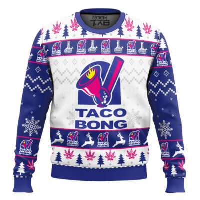 Hooktab 420 Taco Bong Ugly Christmas Sweater