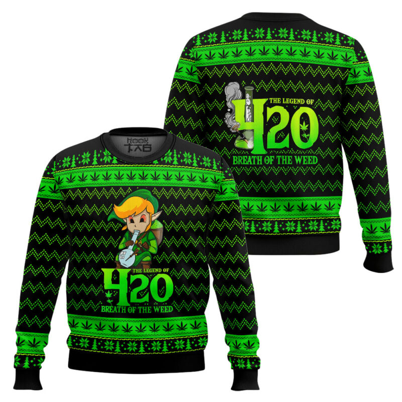 Hooktab 420 The Legend Of Marijuana Breath Of The Weed Ugly Christmas Sweater Hooktab 420 The Legend Of Marijuana Breath Of The Weed Ugly Christmas Sweater