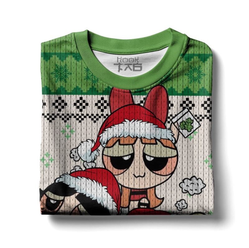 Hooktab 420 The Stoned Power Puff Girls Ugly Christmas Sweater Hooktab 420 The Stoned Power Puff Girls Ugly Christmas Sweater