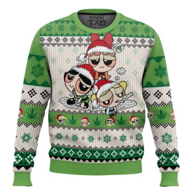 Hooktab 420 The Stoned Power Puff Girls Ugly Christmas Sweater