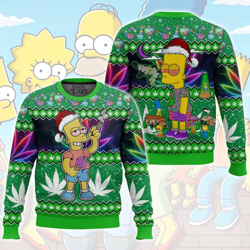 Hooktab 420 The Stoned Simpson Ugly Christmas Sweater Hooktab 420 The Stoned Simpson Ugly Christmas Sweater