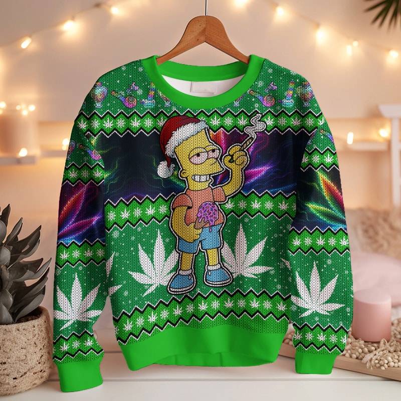 Hooktab 420 The Stoned Simpson Ugly Christmas Sweater Hooktab 420 The Stoned Simpson Ugly Christmas Sweater