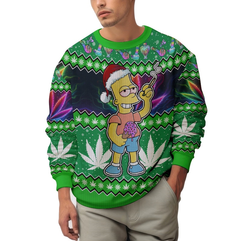 Hooktab 420 The Stoned Simpson Ugly Christmas Sweater Hooktab 420 The Stoned Simpson Ugly Christmas Sweater