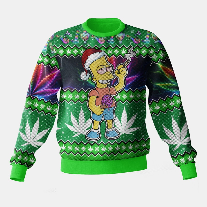Hooktab 420 The Stoned Simpson Ugly Christmas Sweater Hooktab 420 The Stoned Simpson Ugly Christmas Sweater