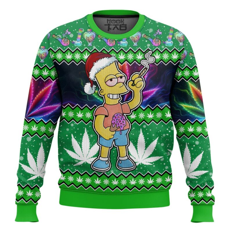 Hooktab 420 The Stoned Simpson Ugly Christmas Sweater Hooktab 420 The Stoned Simpson Ugly Christmas Sweater