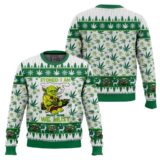 Hooktab 420 Yoda "Stoned I am Smoke More We Must" Ugly Christmas Sweater