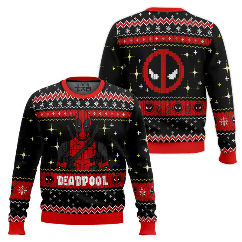 Hooktab 8bit Deadpool Ugly Christmas Sweater Hooktab 8bit Deadpool Ugly Christmas Sweater