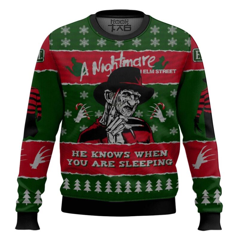 Hooktab A Nightmare On Elm's Street Ugly Christmas Sweater