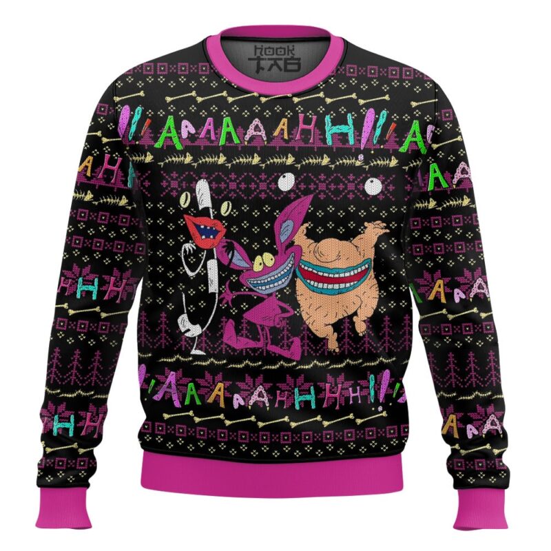 Hooktab Aaahh!!! Real Monsters Ugly Christmas Sweater