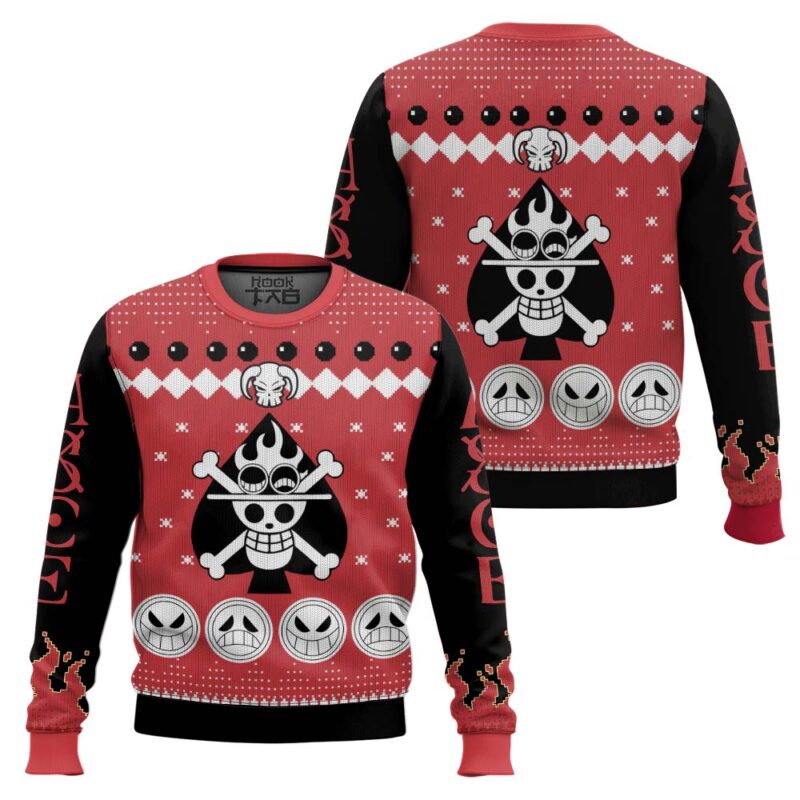 Hooktab Ace Fire Fist Pirates One Piece Ugly Christmas Sweater Hooktab Ace Fire Fist Pirates One Piece Ugly Christmas Sweater