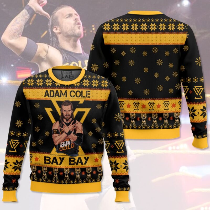 Hooktab Adam Cole Bay Bay WWE Ugly Christmas Sweater Hooktab Adam Cole Bay Bay WWE Ugly Christmas Sweater