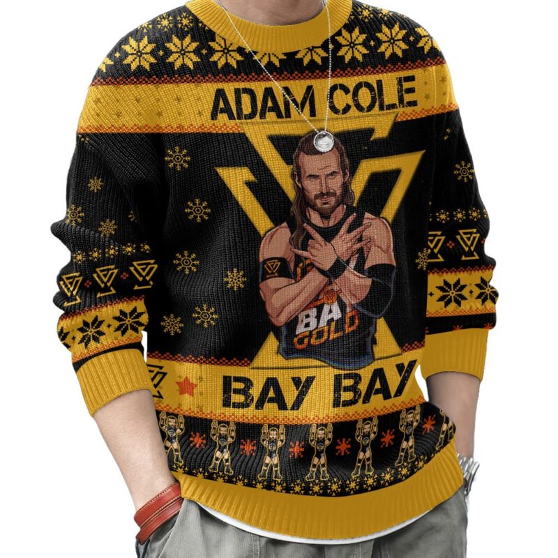 Hooktab Adam Cole Bay Bay WWE Ugly Christmas Sweater Hooktab Adam Cole Bay Bay WWE Ugly Christmas Sweater