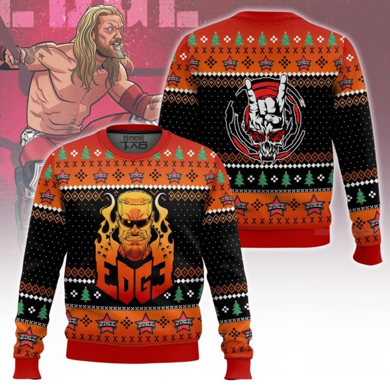 Hooktab Adam Copeland Edge WWE Ugly Christmas Sweater Hooktab Adam Copeland Edge WWE Ugly Christmas Sweater