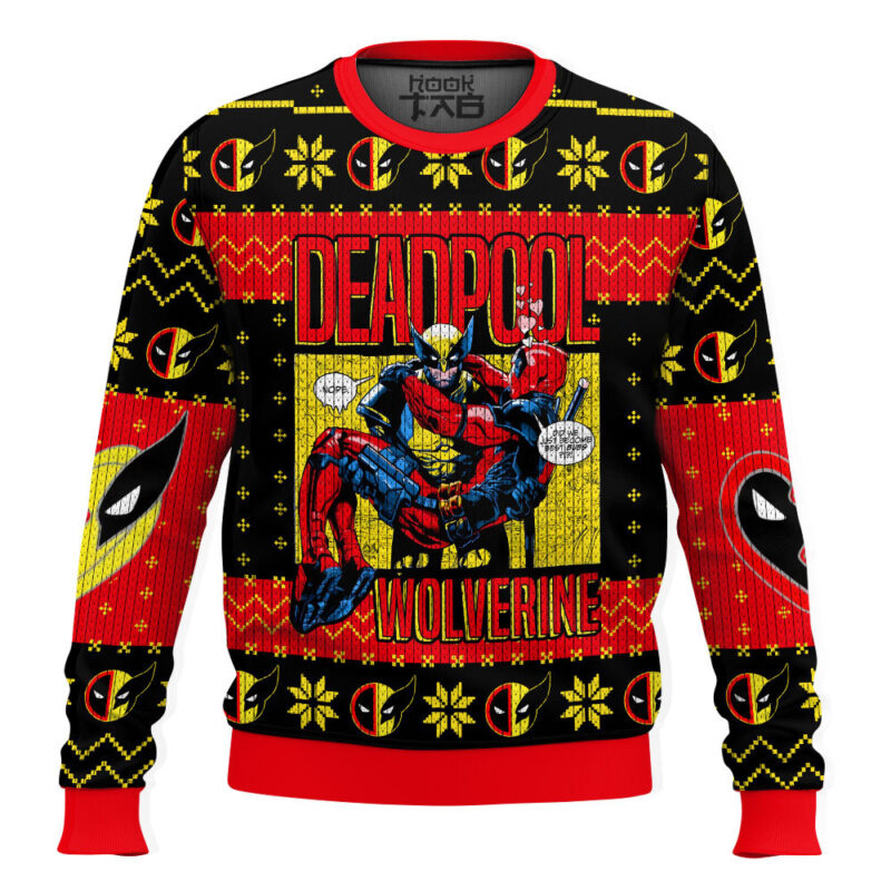 Hooktab Adamantium B!#ch! Deadpool & Wolverine Ugly Christmas Sweater